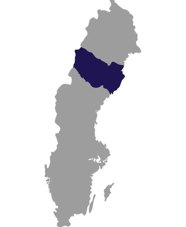 Landkaart Zweden grijs met provincie Västerbotten donkerblauw op transparante achtergrond - 600 * 733 pixels